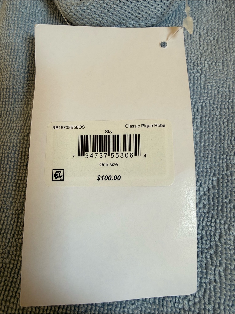 Lacoste Light Blue Terry Robe with Embroidered Crocodile - Picture 5 of 6